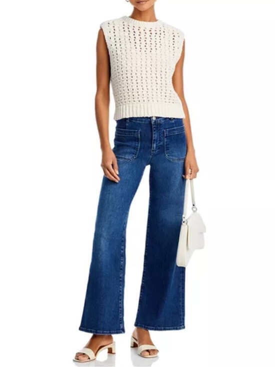 Frame Denim Denim - FRAME Le Slim Patch Pocket Palazzo Jeans Thunderstorm Comfort Stretch Denim 27